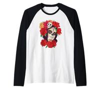 giorno della donna morta - scheletro teschio rose - Halloween Maglia con Maniche Raglan