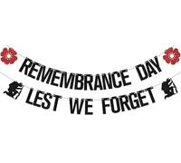 Giorno della Memoria Lest We Forget Banner Veterans Memorial Day Decorazione Esercito Britannico Armistizio Decorazione Nero Glitter