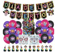 Giorno della Morte Palloncini Decorazioni, Decorazione Della Festa Del Giorno Dei Morti, Adesivi Halloween Viso, Viso Temporaneo Tattoos Adesivi, Torta Decorazione Per Festa Di Halloween, Masquerade