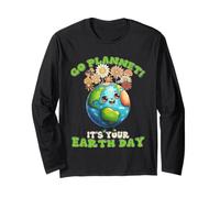 Giorno della Terra Fiori Carino Terra Go Planet It's Your Earth Day Maglia a Manica