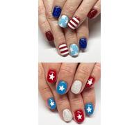 Giorno dell'Indipendenza Francese Tip Press On Nails Breve Piazza Unghie Finte Colle Su Artificiale Falso Per Decorazione Giorno dell'Indipendenza Francese Tip Press