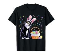 Giorno di Pasqua Cat Bunny Orecchie Uova Tee Uomo Donna Coniglio di Pasqua Maglietta