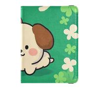 Giorno di San Patrizio Cartone Animato Carino Cane Marrone Custodia Passaporto in Pelle per Viaggio Portafoglio Combo Porta Carta Porta Passaporto Custodia per le Donne Impermeabile, San Patrizio