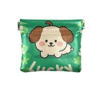 Giorno di San Patrizio Cartone Animato Carino Cane Marrone Donna Piccolo Portamonete in Pelle Unico Mini Cambiamento Portafoglio Tasca per le Donne, San Patrizio cartone animato carino cane marrone, 1