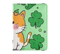 Giorno di San Patrizio Cartone Animato Carino Marrone Gatto Titolari di Passaporto in Pelle per Viaggio Documenti Organizzatore Protector Viaggio Passaporto Portafoglio per le donne Impermeabile, San