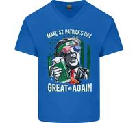 Giorno di San Patrizio Great Again Donald Trump Uomo Scollo A V Cotone T-Shirt