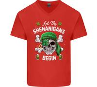 Giorno di San Patrizio Let The Shenanigans Begin Uomo Scollo A V Cotone T-Shirt