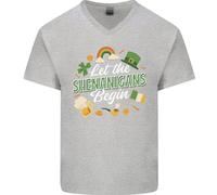 Giorno di San Patrizio Let The Shenanigans Begin Uomo Scollo A V T-Shirt