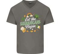 Giorno di San Patrizio Let The Shenanigans Begin Uomo Scollo A V T-Shirt