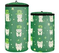 Giorno di San Patrizio Lucky Cat Shamrock Modello Scarpa Lavatrice Borsa di Lavaggio Scarpe Per Scarpe Da Ginnastica 2 Pz Mesh Shoe Bag Shoe Cleaner Bag Per Rondella, Motivo trifoglio gatto fortunato