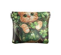 Giorno di San Patrizio Marrone Gatto Moda Piccolo Portamonete in Pelle Portatile Cambiamento Borsa con Chiusura per Le Donne monedero Chico para monedas