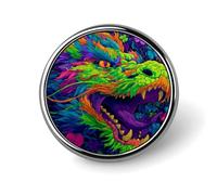 Giorno di San Patrizio Neon Dragon Clovers Spilla Rotonda per Uomo Donna Moda Distintivo Collare Pin Vestito Giacca Zaino Accessori