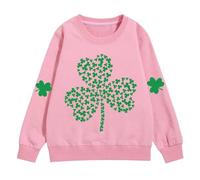 Giorno di San Patrizio Vestiti Ragazzi Ragazze Camicia A Maniche Lunghe Clover Modello Pullover Oversize Felpa In Cotone Irlandese Top Verde Tee Adolescente Vestiti Primavera, rosa, 11-12 Anni