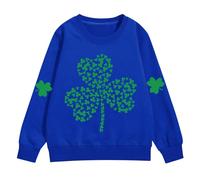 Giorno di San Patrizio Vestiti Ragazzi Ragazze Camicia A Maniche Lunghe Clover Modello Pullover Oversize Felpa In Cotone Irlandese Top Verde Tee Adolescente Vestiti Primavera, Blu, 3-4 Anni