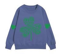 Giorno di San Patrizio Vestiti Ragazzi Ragazze Camicia A Maniche Lunghe Clover Modello Pullover Oversize Felpa In Cotone Irlandese Top Verde Tee Adolescente Vestiti Primavera, Marina Militare, 11-12