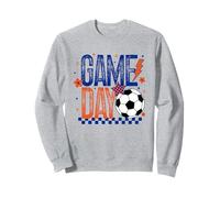 Giorno Gioco Stagione Calcio Retro Blu Arancione Touchdown A Scacchi Felpa