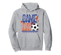Giorno Gioco Stagione Calcio Retro Blu Arancione Touchdown A Scacchi Felpa con Cappuccio