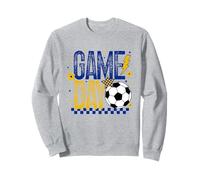 Giorno Gioco Stagione Calcio Retro Blu Oro Touchdown A Scacchi Felpa