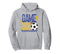 Giorno Gioco Stagione Calcio Retro Blu Oro Touchdown A Scacchi Felpa con Cappuccio