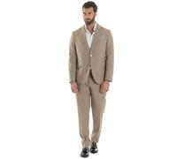 Giosal Abito Uomo Monopetto Vestito Gessato Giacca con Pochette Pantaloni Completo Elegante Vari Colori (IT, Numero, 56, Regular, Regular, Beige)