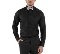 Giosal Camicia Uomo da Smoking Collo Diplomatico Slim Fit Basic Casual Elegante Cerimonia Tinta Unita Vari Colori (IT, Testo, L, Regular, Regular, Nero)