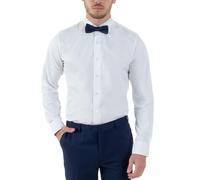 Giosal Camicia Uomo da Smoking Collo Diplomatico Slim Fit Basic Casual Elegante Cerimonia Tinta Unita Vari Colori (IT, Testo, S, Regular, Regular, Bianco)