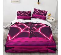 GIOSBR Hazbin Hotel 3 Pezzi Set Copripiumino Copripiumino 3D Stampa Digitale Anime Movie Set Di Biancheria Da Letto E Federe Microfibra Morbido Con Cerniera Per Bambini Double（200x200cm）