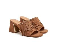 GIOSEPPO Mules TACCO Pelle E Frange DIXFIELD, CUOIO, 36 EU