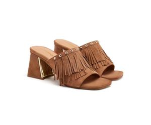 GIOSEPPO Mules TACCO Pelle E Frange DIXFIELD, CUOIO, 37 EU