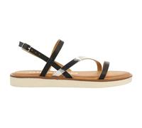 GIOSEPPO Sandali da donna in pelle con strisce bianche e metallizzate CARBIS, Nero, 36 EU