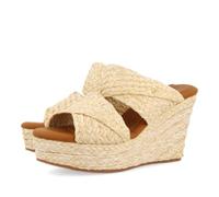 GIOSEPPO Sandali Alti Zeppa Colore Pelle Stile Mule con Rafia per Donna FRAZZANO, CUOIO, 36 EU