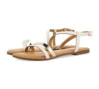 GIOSEPPO Sandali da donna in pelle con strisce bianche e metallizzate BARGEME, bianco, 41 EU