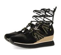 Gioseppo Sneakers aperte Griswold Pelle zeppa rafia Nero EU 36 Donna