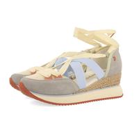 GIOSEPPO Sneakers aperte pelle zeppa Rafia HINESBURG, blu, 38 EU