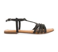 GIOSEPPO Sandali piatti neri in pelle intrecciata da donna icari, Nero, 38 EU
