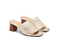 GIOSEPPO Sandali Mules TACCO E Pelle Intrecciata Colrain, Platino, 38 EU