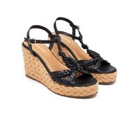 GIOSEPPO Sandali Pelle Zeppa Jute Castine, Nero, 39 EU