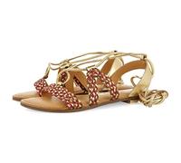 GIOSEPPO Sandali piatti in pelle nera intrecciati con lacci da donna Davao, oro, 39 EU