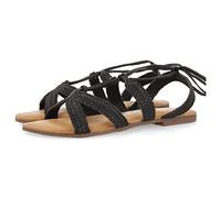 GIOSEPPO Sandali piatti in pelle nera intrecciati con lacci per donna darney, Nero, 36 EU