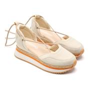 GIOSEPPO Sandali Sportivi in Pelle Piattaforma Rafia Chittenden, Beige, 41 EU