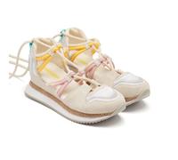 GIOSEPPO Sneakers aperte Pelle zeppa Rafia Bridport, bianco, 39 EU
