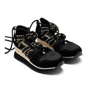 GIOSEPPO Sneakers aperte pelle zeppa Rafia Griswold, Nero, 38 EU