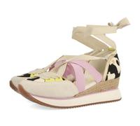 GIOSEPPO Sneakers Pelle STAMPATA Mucca Aperta con Compensazione in Raphia Ludlow, Mucca, 39 EU