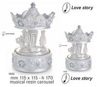 GIOSTRA CARILLON MECCANICO MANUALE con CAVALLI Cm.17 H e Melodia LOVE STORY 1332