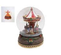 Giostra Carillon Natalizio Ø12x16 cm in Resina con Movimento Luci e Suoni
