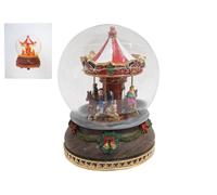 Giostra Carillon Natalizio Ø12x16 cm in Resina con Movimento Luci e Suoni