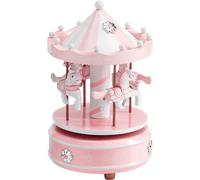 Giostra con carillon e Fiori in resina argentata per nascite e battesimi h 18 cm colore rosa rosa