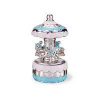 Giostra con carillon e Stella Azzurra in resina argentata per nascite e battesimi diametro 8,5x h 16 cm colore Azzurro