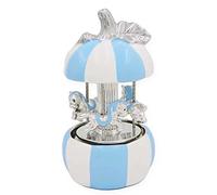 Giostra con Cavalli Carillon per Bambini a forma di Zucca in Ceramica Bianca e Azzurra con luci colorate