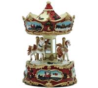 Giostra con Cavalli carosello Carillon H16 Giostrina Rossa cavallucci Bianco Bambini Idea Regalo per Natale Bambini Collezione